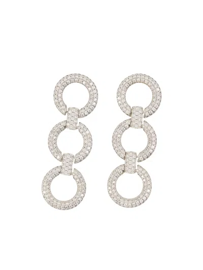 Self-portrait Crystal-embellished Circle-link Earrings In Metallic