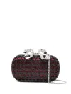 Self-portrait Chainmail Clutch In Bordeaux Polyester In Black