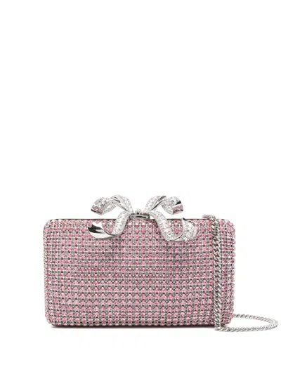 Self-portrait Crystal-embellished Clutch Bag In Pink