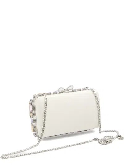 Self-portrait Crystal-embellished Clutch Bag In White