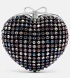 Self-portrait Multicolor Heart Shaped Clutch With Pearl Embellishments And Bow Detail In Tech Fabric Woman In Pattern
