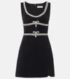 Self-portrait Crystal-embellished Crêpe Minidress In Black