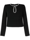 Self-portrait Crystal-embellished Cut-out Top In Schwarz