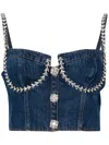晶饰牛仔紧胸衣式上衣