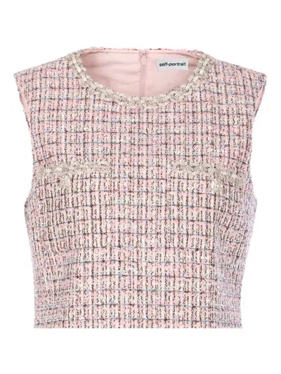 Self-portrait Crystal-embellished Dress In Pink