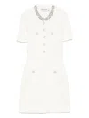 Self-portrait Embellished Button-detailed Mini Dress In Neutral