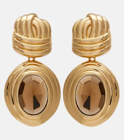 Self-portrait Crystal-embellished Drop Earrings In Gold