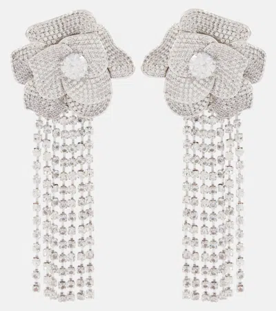 Self-portrait Crystal-embellished Drop Earrings In Silver