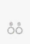 Self-portrait Embellished Silver-plated Clip-on Drop Earrings In Silver