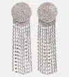 Self-portrait Round Design Brass Earrings With Crystal Droplets In Silver