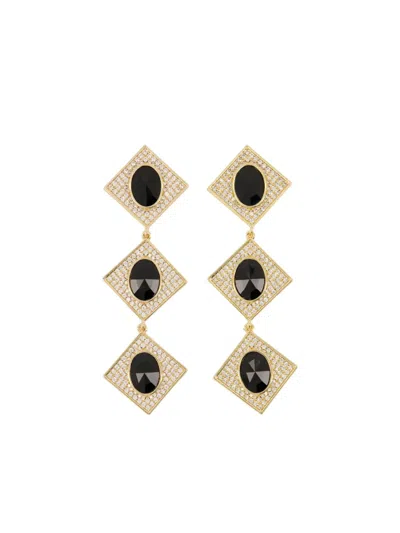 Self-portrait Crystal-embellished Earrings In Gold