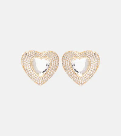 Self-portrait Crystal-embellished Earrings In Gold