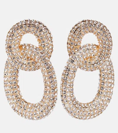 Self-portrait Crystal Link Earrings In Gold