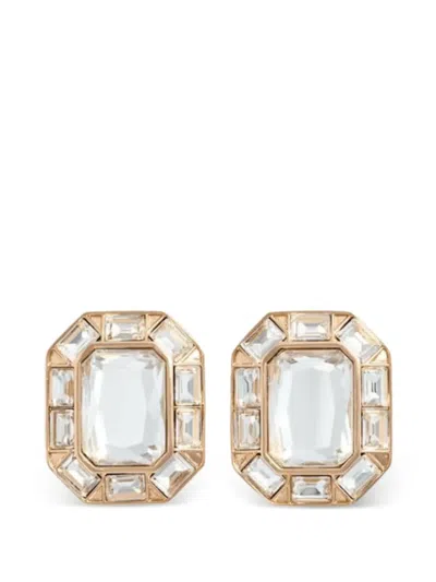 Self-portrait Crystal-embellished Earrings In Metallic