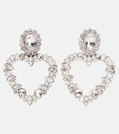 Self-portrait Crystal-embellished Earrings In Silver