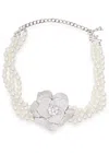 Self-portrait Choker Crystal Flower Mit Kristallen Und Zierperlen In Silver
