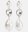 Self-portrait Crystal-embellished Faux Pearl Drop Earrings In White
