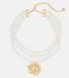 Self-portrait Crystal-embellished Floral Choker In Gold