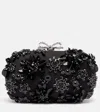Self-portrait Crystal-embellished Floral Satin Clutch In Gold