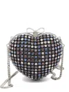 Self-portrait Crystal-embellished Heart Clutch Bag In Multi