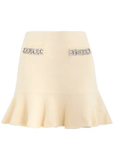 SELF-PORTRAIT SELF-PORTRAIT CRYSTAL-EMBELLISHED KNITTED MINI SKIRT