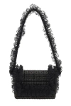 Self-portrait Crystal-embellished Lace-detail Shoulder Bag In Black