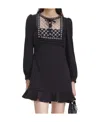 Self-portrait Crystal-embellished Long-sleeve Minidress In Black