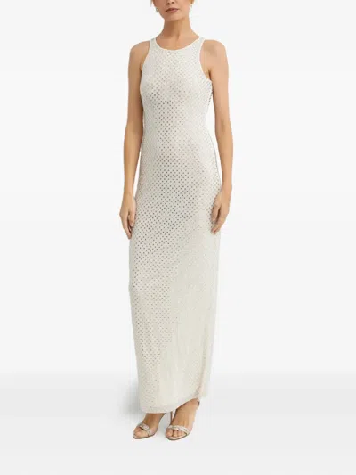 Self-portrait Crystal-embellished Maxi Dress In White