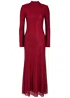 Self-portrait Crystal-embellished Mesh Midi Dress In Red