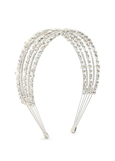 Self-portrait Crystal-embellished Metal Headband In Silver