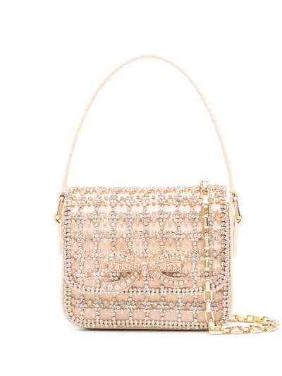 Self-portrait Crystal-embellished Mini Bag In Gold