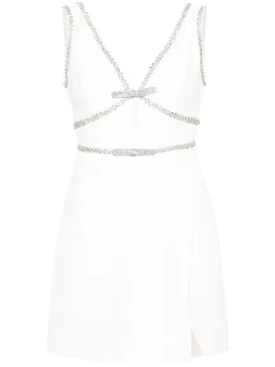Self-portrait Crystal-embellished Mini Dress In White