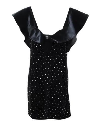 Self-portrait Crystal Embellished Mini Dress In Black Velvet
