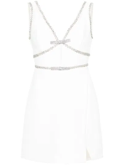 Self-portrait Crystal-embellished Mini Dress In White