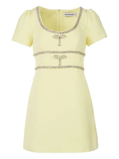 Self-portrait Crystal-embellished Mini Dress In Yellow