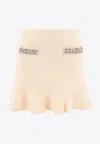 Self-portrait Crystal-embellished Mini Skirt In Neutral