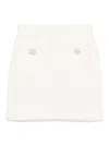 Self-portrait White Miniskirt With Pearl Embellishments And Button Detail In Tech Fabric Woman In Gray