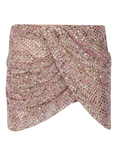 Self-portrait Crystal-embellished Mini Skirt In Pink