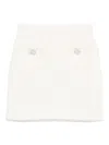 Self-portrait Textured Beige Skirt With Decorative Pockets In White
