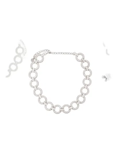Self-portrait Crystal-embellished Necklace In Metallic