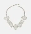Self-portrait Silver Crystal Cluster Necklace In Metallic