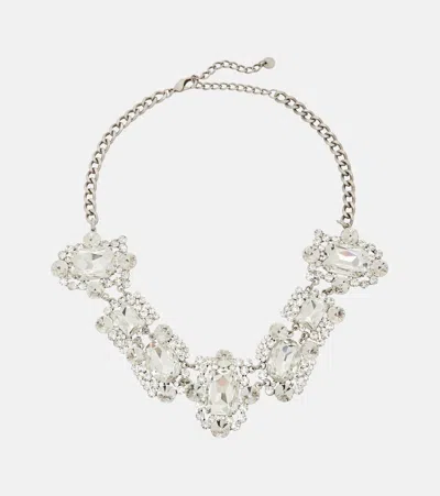 Self-portrait Crystal-embellished Necklace In Silver
