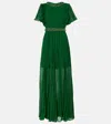 Self-portrait Crystal-embellished Ruffled Gown In Green