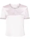 Self-portrait 'satin Top With Crystals Embellishments In 粉色