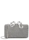 Self-portrait Crystal-embellished Satin Box Clutch In Silver