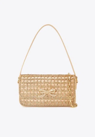 Self-portrait Crystal-embellished Shoulder Bag In Gold