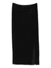 Self-portrait Fitted Midi Skirt With Subtle Shimmer In Black