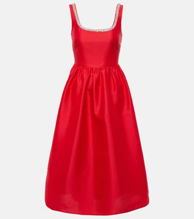 Self-portrait Crystal-embellished Taffeta Midi Dress In Red