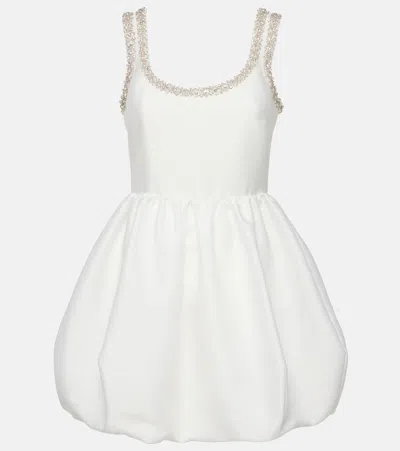 Self-portrait Taffeta Mini Dress With Belt And Embellished Jewels In White
