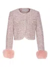 Self-portrait Crystal-embellished Tweed Jacket In Pink